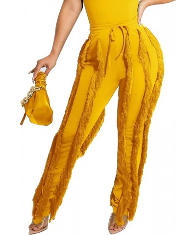 Bell Bottom Jeans for Women Flare Jeans High Waist Bootcut Plus Size Ripped Hole Jeans Denim Leggings Pants Tassel Yellow $21...