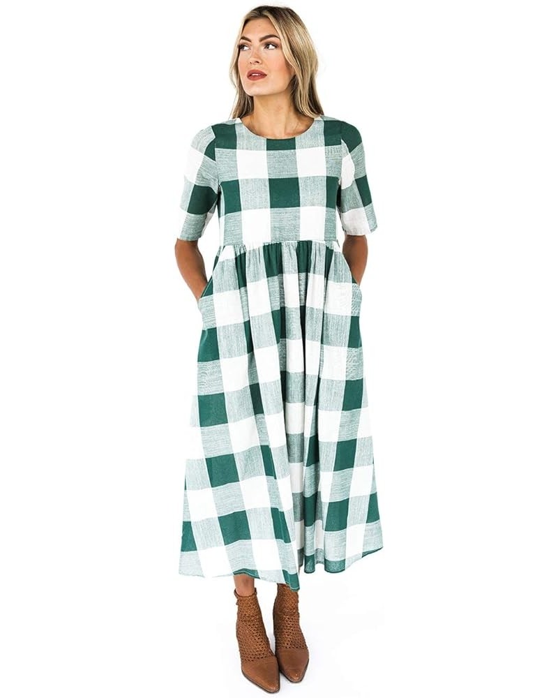 Maddie Buffalo Dress, Plaid Dresses for Women, Checkered Dress, Casual Dresses for Women, Summer Dresses Dark Green $22.61 Dr...