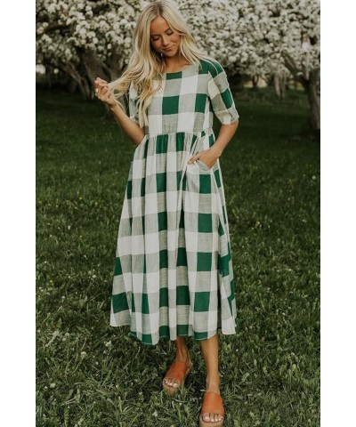 Maddie Buffalo Dress, Plaid Dresses for Women, Checkered Dress, Casual Dresses for Women, Summer Dresses Dark Green $22.61 Dr...