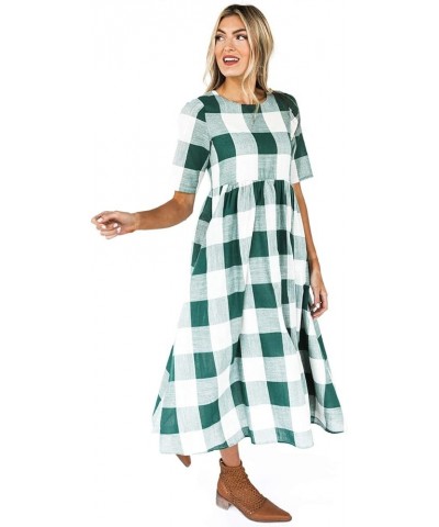 Maddie Buffalo Dress, Plaid Dresses for Women, Checkered Dress, Casual Dresses for Women, Summer Dresses Dark Green $22.61 Dr...