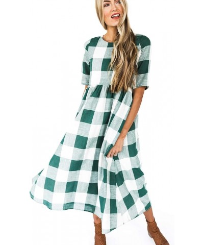 Maddie Buffalo Dress, Plaid Dresses for Women, Checkered Dress, Casual Dresses for Women, Summer Dresses Dark Green $22.61 Dr...