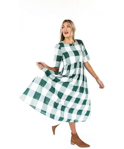 Maddie Buffalo Dress, Plaid Dresses for Women, Checkered Dress, Casual Dresses for Women, Summer Dresses Dark Green $22.61 Dr...