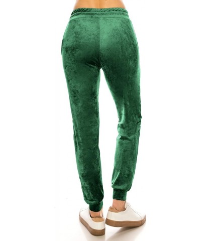 Women's Velvet Velour Joggers - Basic Premium Soft Stretch Warm Winter Sweatpants Vjog8161 / Hunter Green $11.16 Activewear