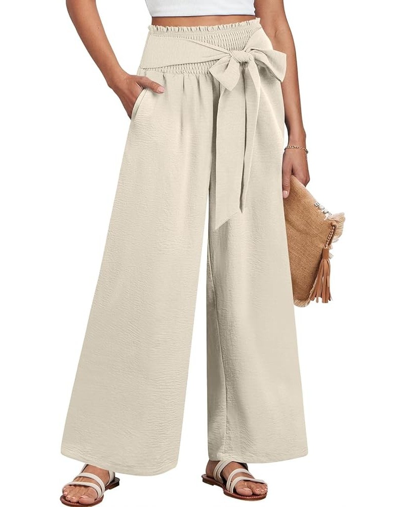 Womens Wide Leg Lounge Pants High Waisted Flowy Palazzo Slacks 2024 Summer Beach Work Cute Casual Trousers 02_ Apricot $21.59...