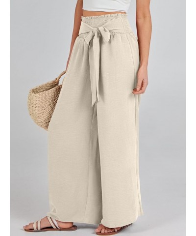 Womens Wide Leg Lounge Pants High Waisted Flowy Palazzo Slacks 2024 Summer Beach Work Cute Casual Trousers 02_ Apricot $21.59...