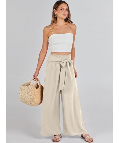 Womens Wide Leg Lounge Pants High Waisted Flowy Palazzo Slacks 2024 Summer Beach Work Cute Casual Trousers 02_ Apricot $21.59...