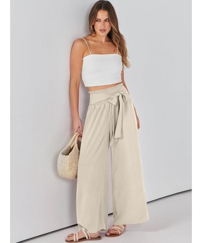 Womens Wide Leg Lounge Pants High Waisted Flowy Palazzo Slacks 2024 Summer Beach Work Cute Casual Trousers 02_ Apricot $21.59...