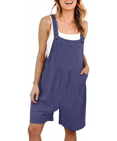 Short Overalls for Women Casual Summer Jumpsuits Wide Leg Bib Rompers with Pockets 2XL PQ2TYP2 Blue Gray $23.77 Overalls