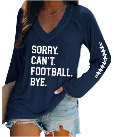 Sorry Can't Football Bye Long Sleeve V-Neck Shirt Gift for Football Lover Can't Football Bye Tee Navy $15.55 T-Shirts