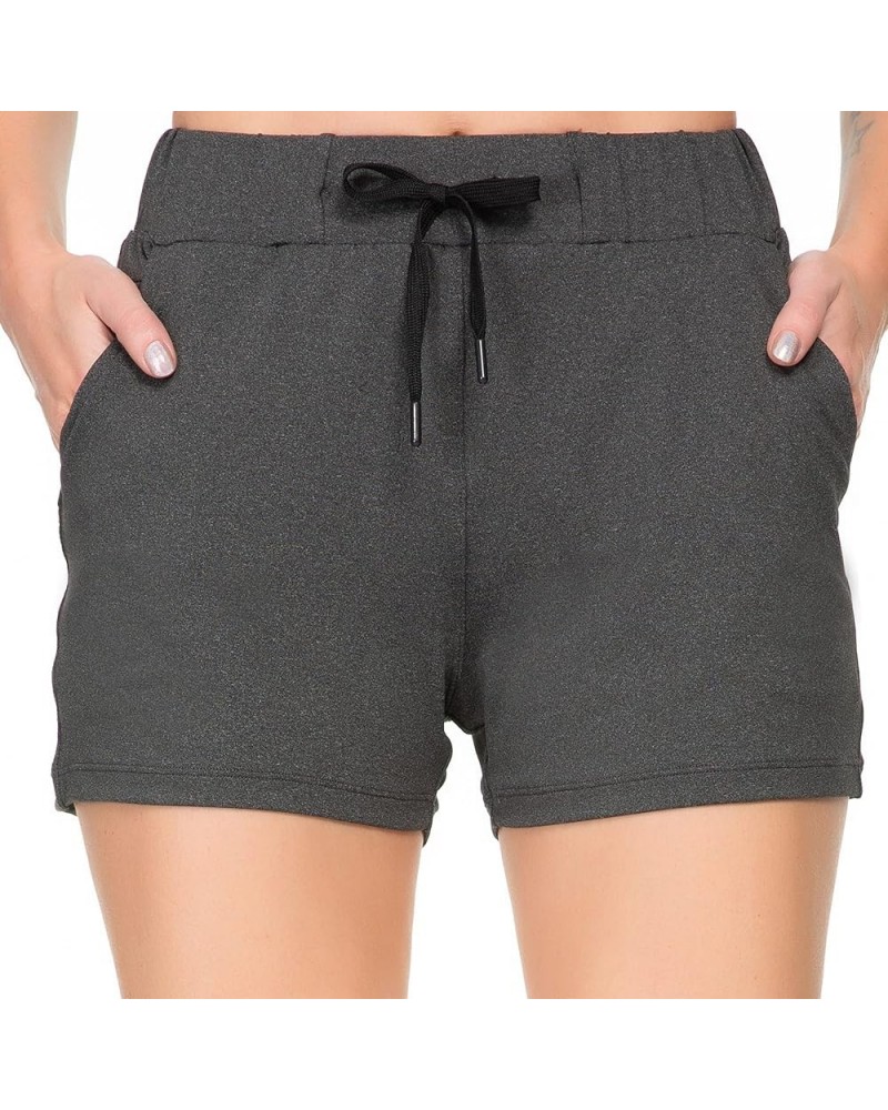 Running Shorts for Women with Liner High Waisted Lightweight Womens Workout Shorts with Pocket 3inches Dark Hemp Grey 3" No L...