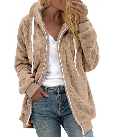 Faux Fur Winter Jackets Fashion Solid Color Sherpa Teddy Coat Hooded Casual Fuzzy Fleece Warm Shaggy Outwear Khaki 11 $9.11 C...