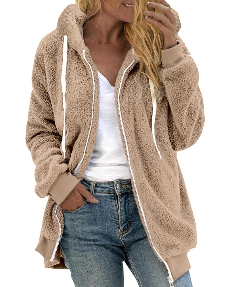 Faux Fur Winter Jackets Fashion Solid Color Sherpa Teddy Coat Hooded Casual Fuzzy Fleece Warm Shaggy Outwear Khaki 11 $9.11 C...