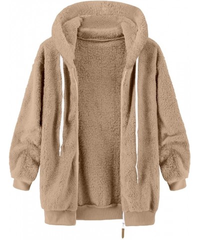 Faux Fur Winter Jackets Fashion Solid Color Sherpa Teddy Coat Hooded Casual Fuzzy Fleece Warm Shaggy Outwear Khaki 11 $9.11 C...