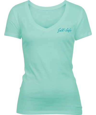 Women's Sailboat Island Short Sleeve Fitted Tee Aqua Sea Large $9.91 T-Shirts