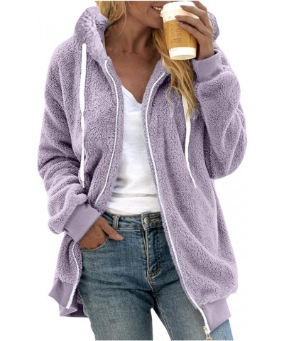 Plus Size Hooded Jackets for Women, Winter Warm Mid Fake Two-Piece Patchwork Coat Zip Up Lace Up High Waist Outwear X4-purple...