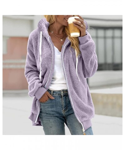 Plus Size Hooded Jackets for Women, Winter Warm Mid Fake Two-Piece Patchwork Coat Zip Up Lace Up High Waist Outwear X4-purple...