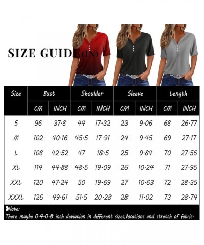 Summer Tops for Women 2024 Short Sleeve Button V Neck Tshirts Trendy Dressy Casual Blouses Loose Fit Graphic Tunics A Cyan $5...