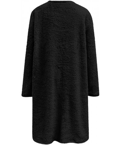 Womens 2023 Winter Fuzzy Fleece Jacket Fleece Thickening Plus Size Coat Jacket Solid Oversized Fuzzy Fleece Fluffy 1-black $9...