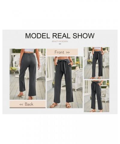 Black High Waisted Straight Leg Linen Palazzo Pants for Women Casual Solid Color Tie Comfy Trousers with Pockets Medium $15.8...