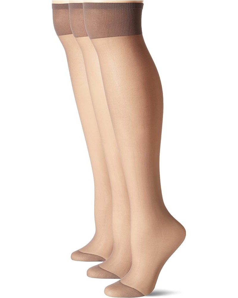 Womens 3-pack Queen Size All Day Sheer Knee High With Reinforced Toeknee high Nu Grey $9.00 Socks