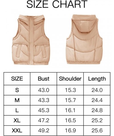 Women's Zip Up Puffer Vest with Pockets Hooded Stand Collar Sleeveless Winter Outwear Padded Puffy Vest, B. Khaki, M $25.19 V...