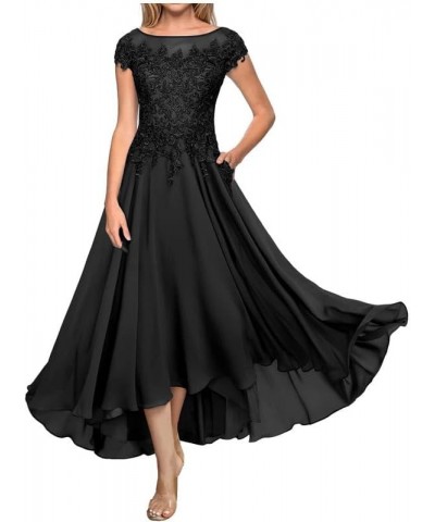 Mother of The Bride Dresses Lace Tea Length Wedding Guest Dress Long Chiffon Mother of The Groom Dresses with Pockets Peacock...