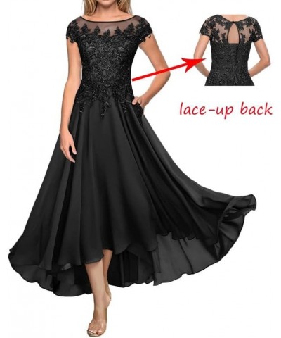 Mother of The Bride Dresses Lace Tea Length Wedding Guest Dress Long Chiffon Mother of The Groom Dresses with Pockets Peacock...