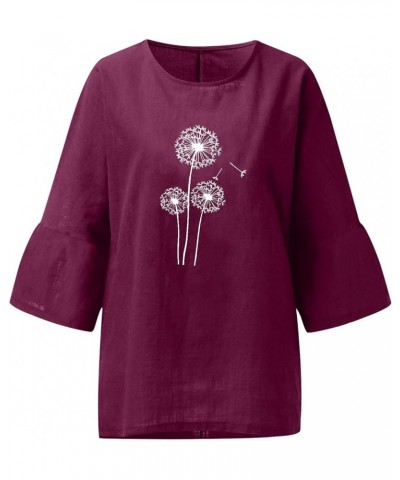 Women's Cotton Linen Tunic Tops Casual Loose Boho Tunic Tops Half Sleeve T-Shirt Blouses Cute Going Out Clothing 2023 Purple ...