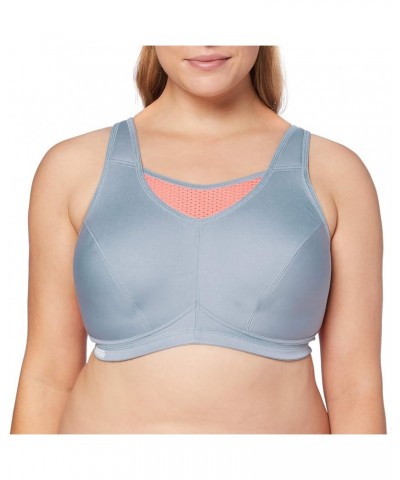 Women's Plus Size No-Bounce Camisole Sports Bra Wirefree 1067 Gray/Coral $17.49 Lingerie