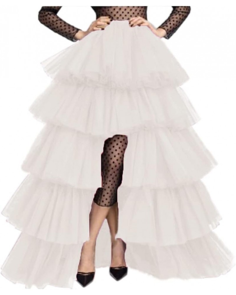 Women's Wedding High Low Puffy Layered Tulle Asymmetrical Night Out Skirt Ivory $26.23 Others