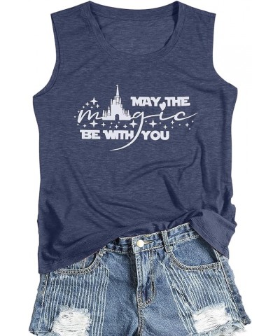 Magic Kingdom Tank Top for Women May The Magic Be with You Tank Tops Summer Vacation Sleeveless Graphic Tee Shirt Deep Blue $...