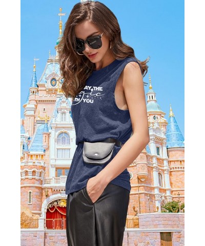 Magic Kingdom Tank Top for Women May The Magic Be with You Tank Tops Summer Vacation Sleeveless Graphic Tee Shirt Deep Blue $...