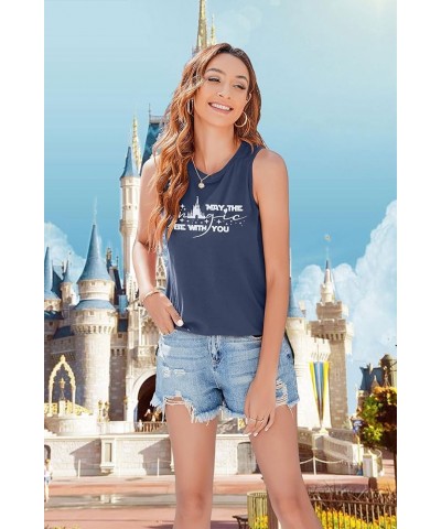 Magic Kingdom Tank Top for Women May The Magic Be with You Tank Tops Summer Vacation Sleeveless Graphic Tee Shirt Deep Blue $...