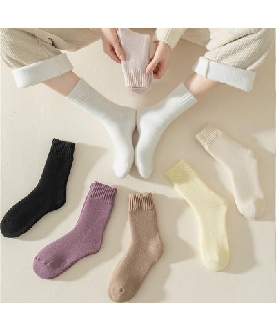 5 Pairs Womens Wool Socks Thick Warm Cozy Crew Socks Winter Socks Boot Socks Thermal Gifts Socks One Size Purple + Pinkish Pi...