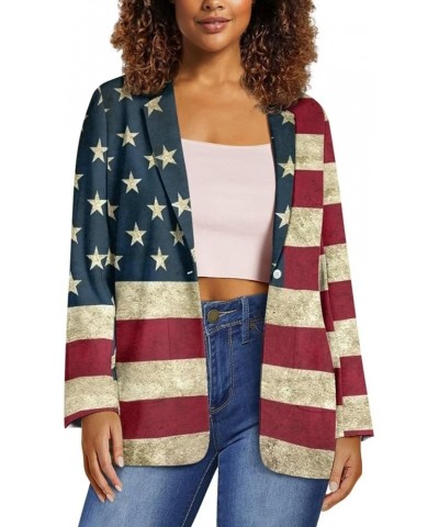 Womens Casual Blazers Open Front Long Sleeve Work Office Jackets Blazer with Pockets American Flag $15.12 Blazers