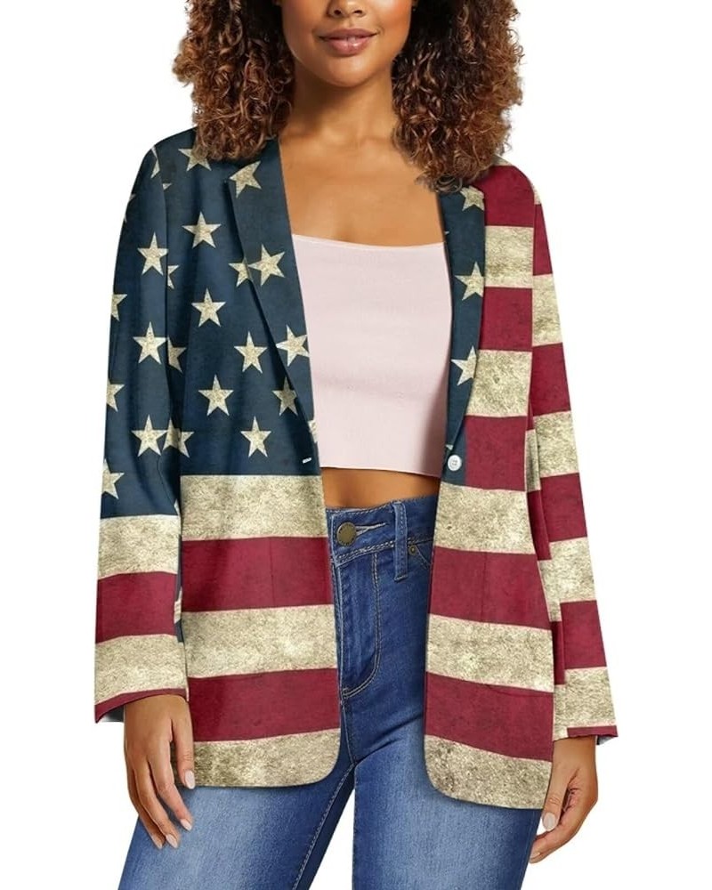 Womens Casual Blazers Open Front Long Sleeve Work Office Jackets Blazer with Pockets American Flag $15.12 Blazers