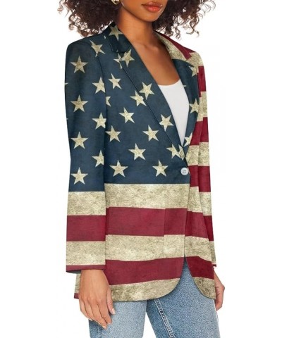 Womens Casual Blazers Open Front Long Sleeve Work Office Jackets Blazer with Pockets American Flag $15.12 Blazers