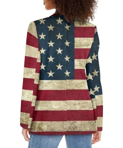 Womens Casual Blazers Open Front Long Sleeve Work Office Jackets Blazer with Pockets American Flag $15.12 Blazers