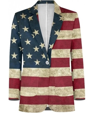 Womens Casual Blazers Open Front Long Sleeve Work Office Jackets Blazer with Pockets American Flag $15.12 Blazers