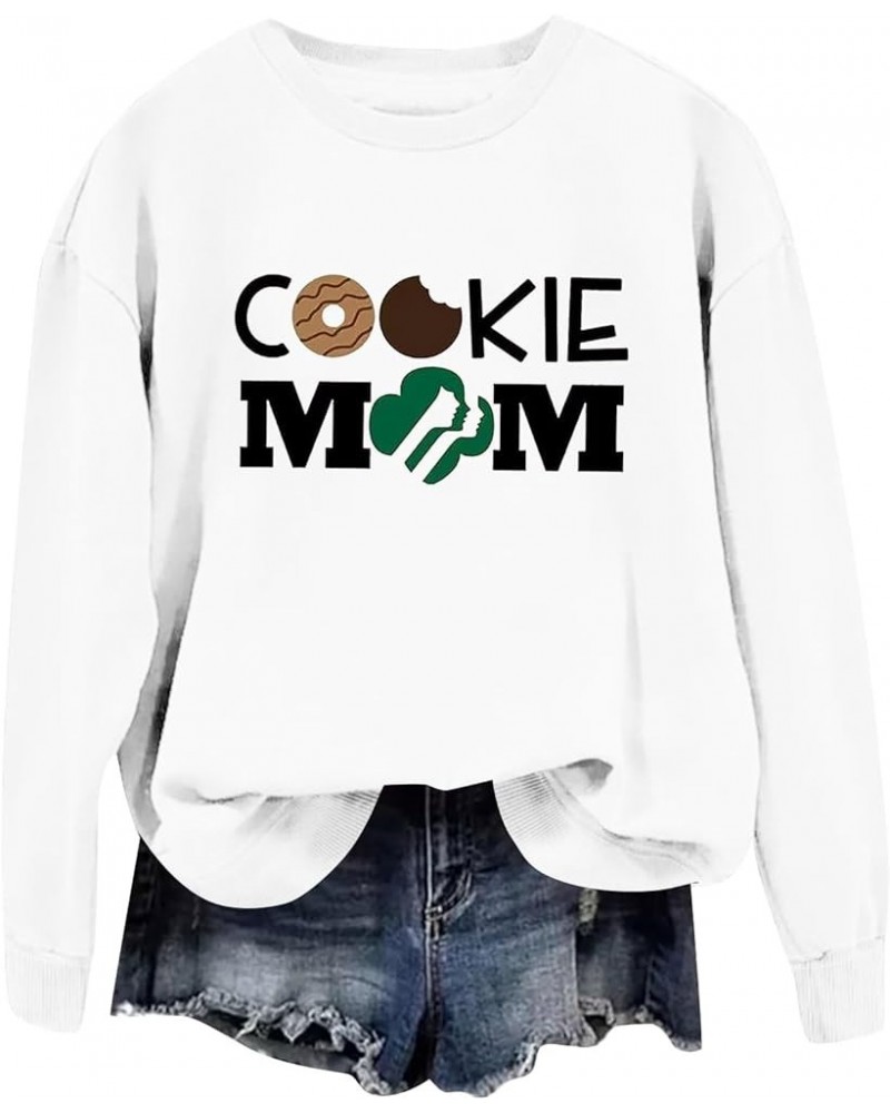 Cookie Mom Sweatshirt for Women 2024 Funny Letter Printed Graphic Long Sleeve Shirts Casual Loose Crewneck Pullover Gift Tops...