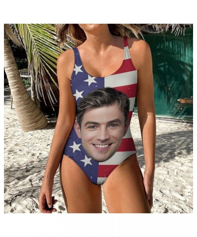 Custom Face Swimsuits for Women One Piece Personalized Funny Bathing Suits with Husbands Faces for Summer Holiday American Fl...