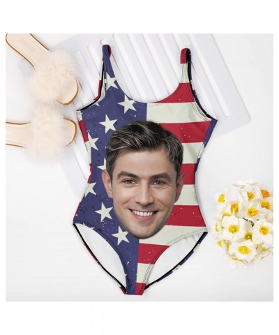 Custom Face Swimsuits for Women One Piece Personalized Funny Bathing Suits with Husbands Faces for Summer Holiday American Fl...