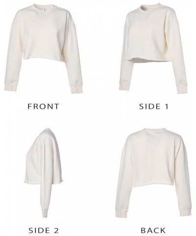 Cropped Fleece Pullover Women's Crewneck Sweatshirt, Long Sleeve Crop Top Off-white $17.04 Activewear