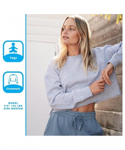 Cropped Fleece Pullover Women's Crewneck Sweatshirt, Long Sleeve Crop Top Off-white $17.04 Activewear