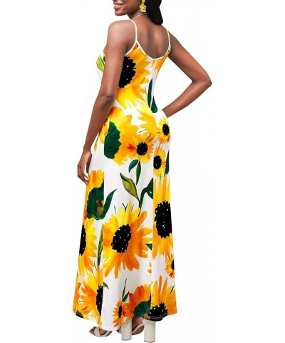 Women's Casual Sexy Summer Stripe Loose Maxi Dresses Floor Length Sleeveless Plus Size Sundresses with Pockets Sunflower1159 ...