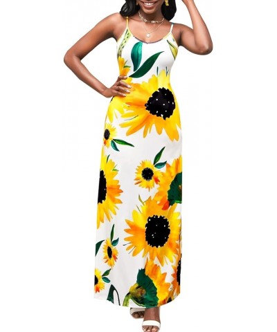 Women's Casual Sexy Summer Stripe Loose Maxi Dresses Floor Length Sleeveless Plus Size Sundresses with Pockets Sunflower1159 ...