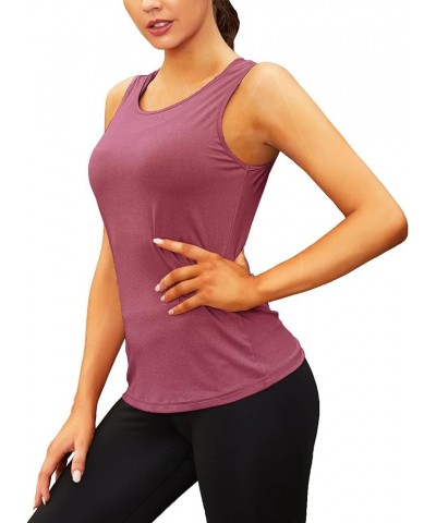 Workout Tank Tops for Women Open Back Strappy Athletic Tanks Yoga Tops Gym Shirts Wine Red $10.35 Activewear