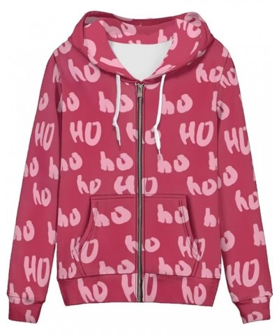 Zip Up Hoodie Women Oversize Hooded Sweatshirt, Causal Pullover Cardigan Drawstring Hoodies with Pockets Ho Ho Red $19.06 Hoo...