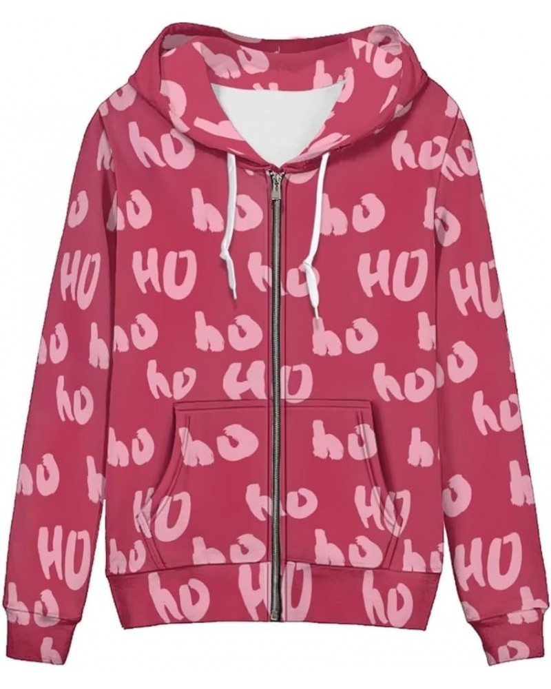 Zip Up Hoodie Women Oversize Hooded Sweatshirt, Causal Pullover Cardigan Drawstring Hoodies with Pockets Ho Ho Red $19.06 Hoo...