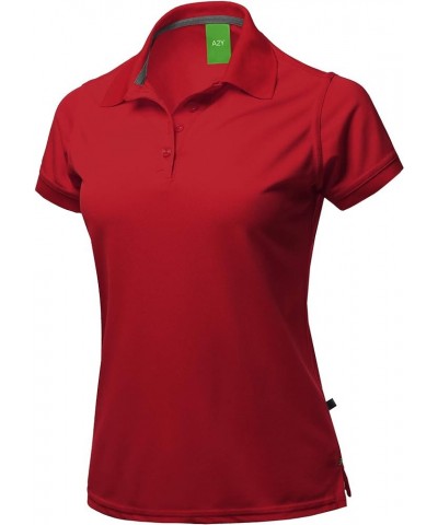 Women's Basic Casual Essentials 4-Button Junior-Fit PK Cotton Pique Polo Shirt Yawsts0003 Red $8.15 Shirts